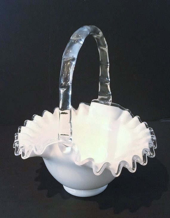 Fenton Silver Crest Milk Glass Basket Fenton by MotownLostandFound