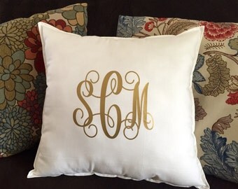 Monogram Pillow - Monogrammed Throw Pillow - Square Throw Pillow - Personalized Decorative Pillow - Graduation Gift - 16 x 16 - Dorm Room