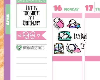 Munchkins - Lazy Day Relax, Read, Listen to Music, and Turn into A Burrito Planner Stickers (M143)