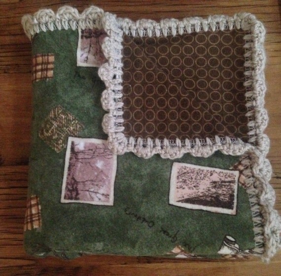 Free Shipping Baby Boy Receiving Blanket with Hand Crochet