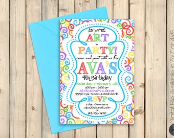 Art Party Invitation, Paint Party Invitation, Art Birthday Party, Paint Birthday Party, Drawing Party, Painting Party Decorations Digital