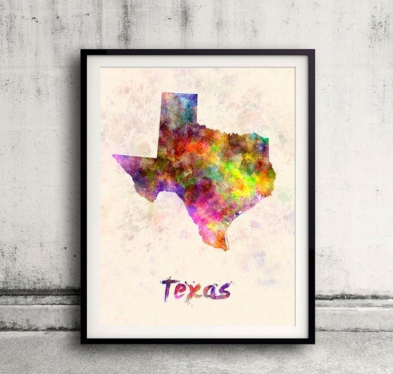 Texas state in watercolor INSTANT DOWNLOAD 8x10 inches Fine