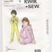 Vintage Kwik Sew children's pattern #855, sizes 4 and 6, height 41-47", chest 23-25", "Child's (footed) Sleeper", from the 1970's.