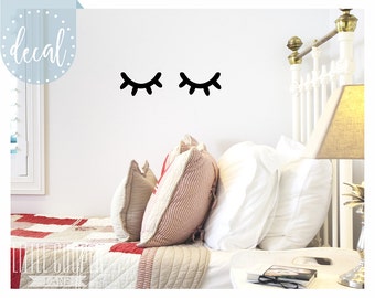 Sleepy Eyes Vinyl Wall Decal Sticker | Closed Eyes Kids Decor | Eyelashes | Baby Boys or Girls Nursery OR Kids Room_ID#1428