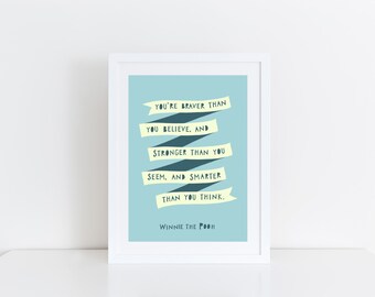 Boys Room Decor Blue Boys Nursery Art Winnie The Pooh Print Pooh Quote Nursery Decor Blue Baby Room Decor Nursery Print Baby Boy Gift