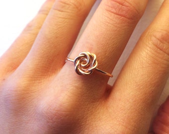 Rose Ring Rose Gold -14K Gold-Filled /Sterling Silver Wire -Flower Girl /Pink /Love /Girlfriend Gift /Bridesmaids /Anniversary /Summer