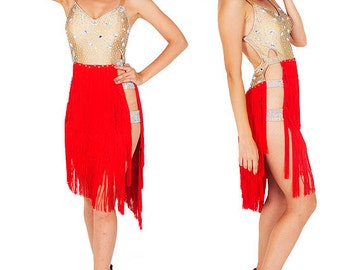 Items similar to Caribbean Latin Fringe Ballroom Competition dress ...