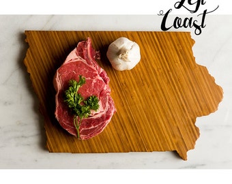 Iowa Cutting Board Personalized State Wedding Gift Home Men Chef Dad Mom Grad Kitchen Chopping Monogram Engraved Carved Wood Shaped Cook