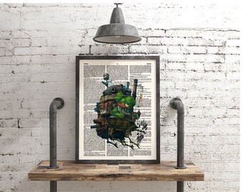 Howl's Moving Castle, Studio Ghibli, Hayao Miyazaki, Anime, Home Office Decor, Howl & Sophie, Film Poster, Wall Art Print, Dorm Room, 101