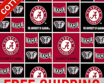University of Alabama Cotton Crimson Tide Fabric NCAA 45" AL-020 Wide Free Shipping