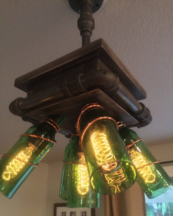 Industrial beer bottle light lighting fixture