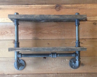 Reclaimed Barn Wood Industrial Pipe Console Table Shoe Rack