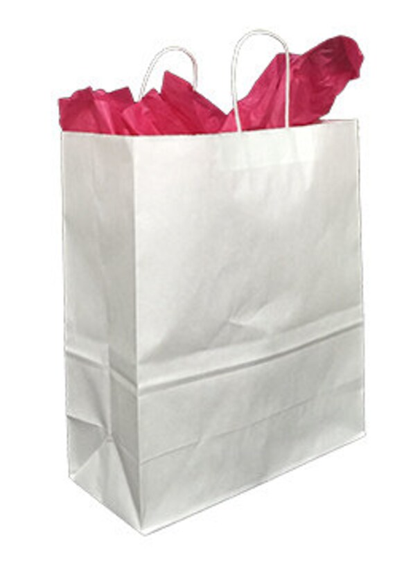 Pack 25 handled White paper bag13x6x15.74White Kraft gift