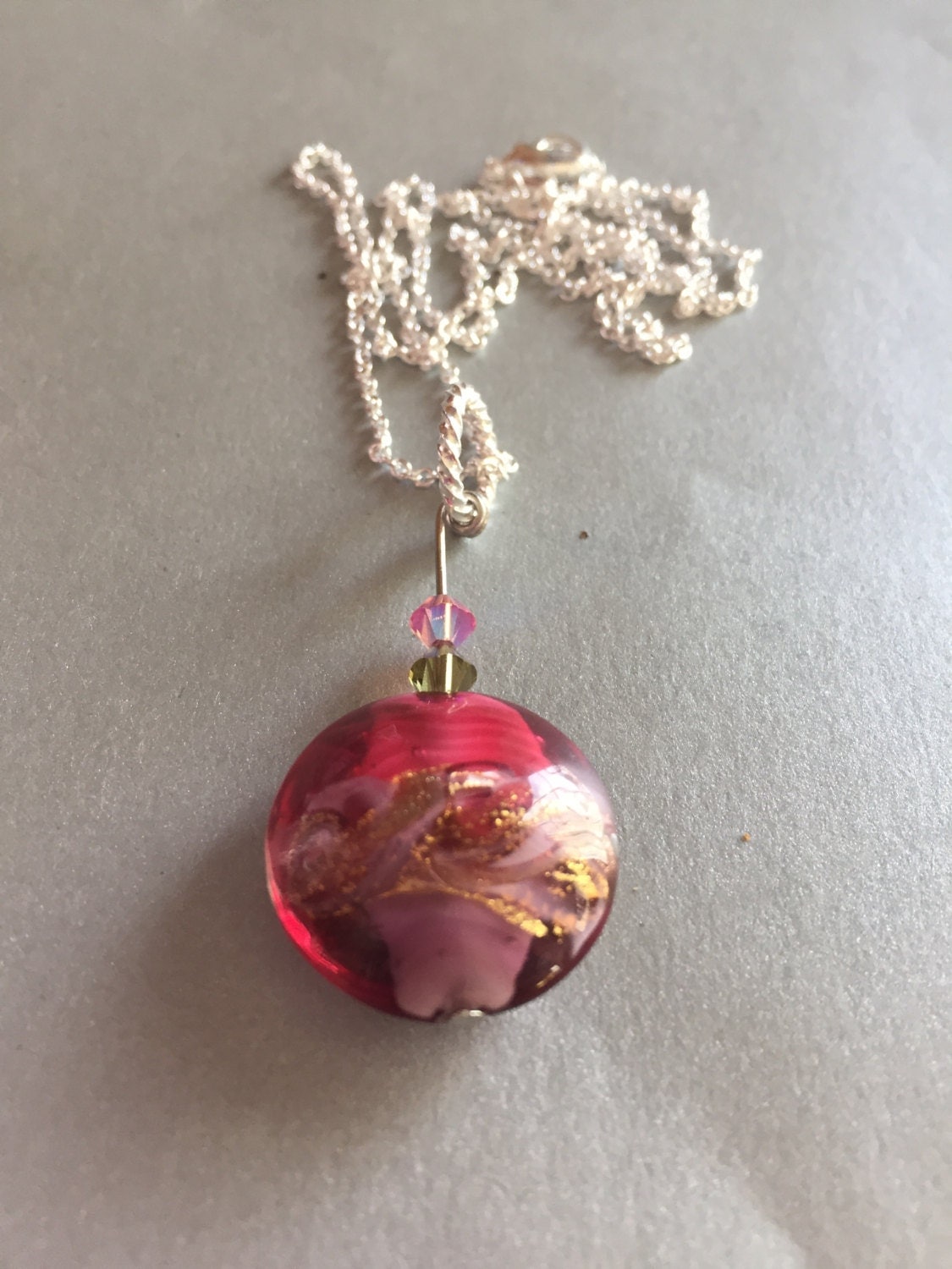 Italian Murano glass necklace glass necklace pink