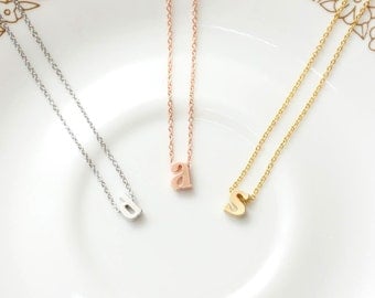 Lower case Initial Necklace, Rose gold initial Necklace, Custom Alphabet Necklace, Simple Necklace, Personal Necklace, Friendship Gift