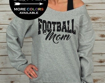 Football Mom Shirts Personalized Glitter - off shoulder sweatshirt - football sweatshirt - football mom tees - Plus Size (BD768)