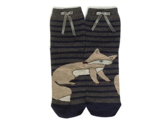 Fox Socks, Animal Socks, Fun Funny Socks, Women Socks, Casual Cotton Socks, Leg Warmer, Boot Socks, Cute Novelty Socks, Ankle Sock Hosiery