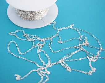 Sterling Silver 1.4mm Flat Cable Chain, Silver Chain Bulk, Sterling Silver Chain by the foot, Unfinished Chain, SS601