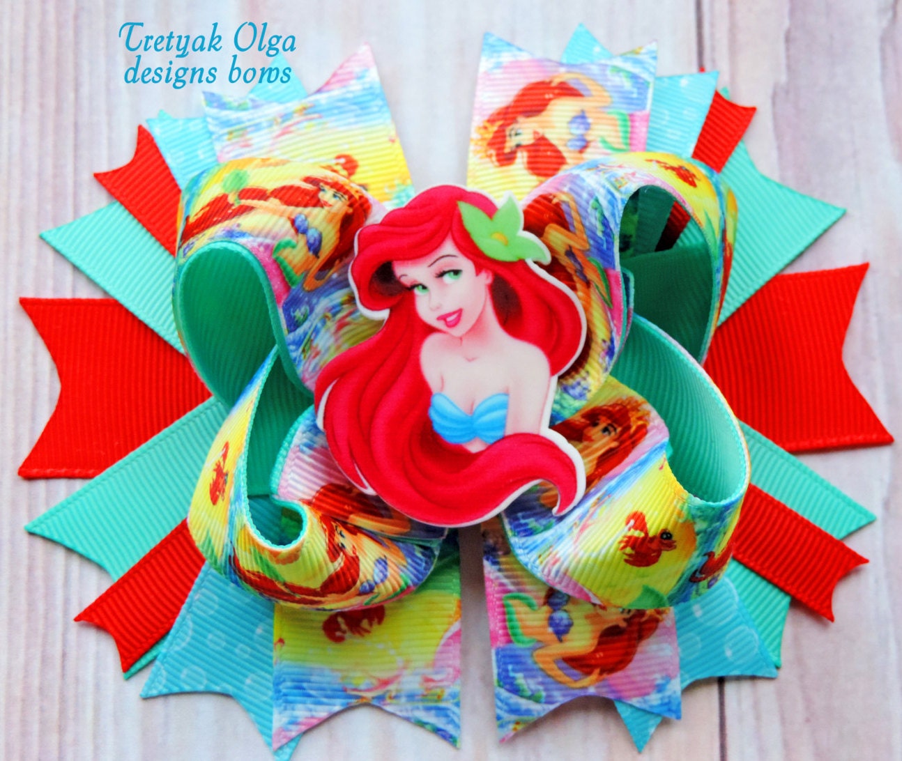 Ariel hair bow Mermaid Hair bows Disney by TretyakOlgaBows