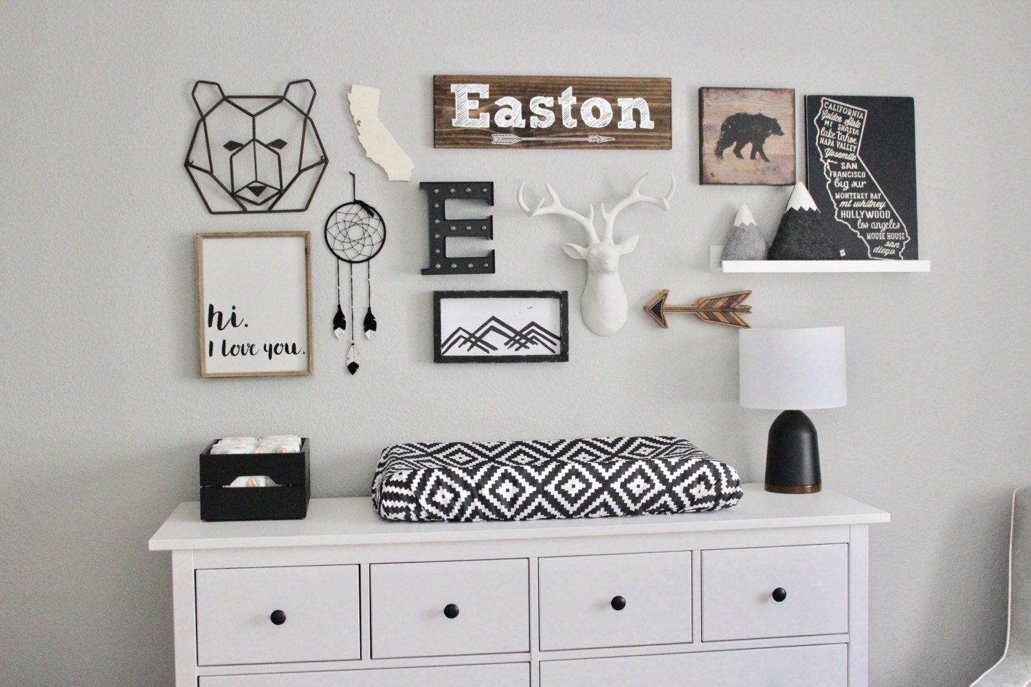 Black and white aztec woodland bedding quilt swaddle