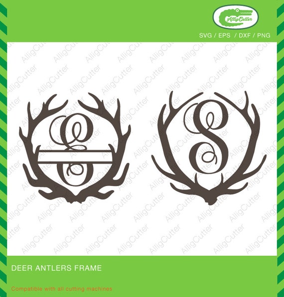 Download Deer Antlers Monogram frame SVG DXF PNG eps animal Cut Files