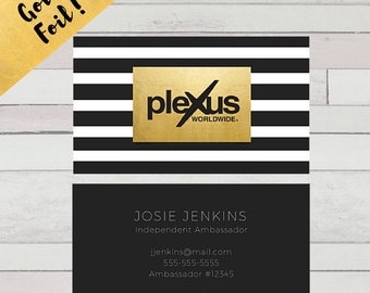PRINTED - Striped Gold Foil Plexus Business Card
