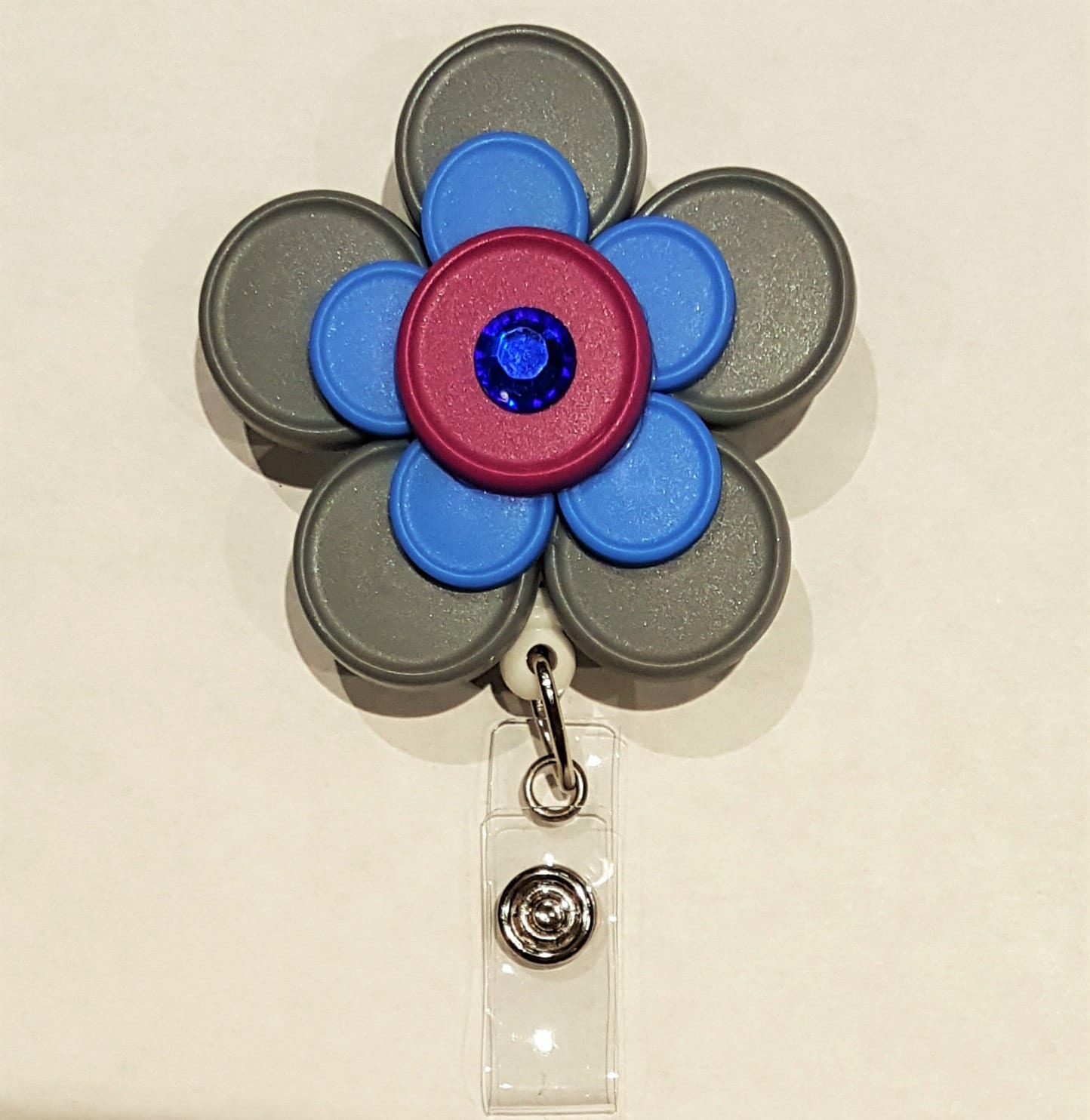 Retractable ID Badge Reel Holder Flower by KainsBoutique on Etsy