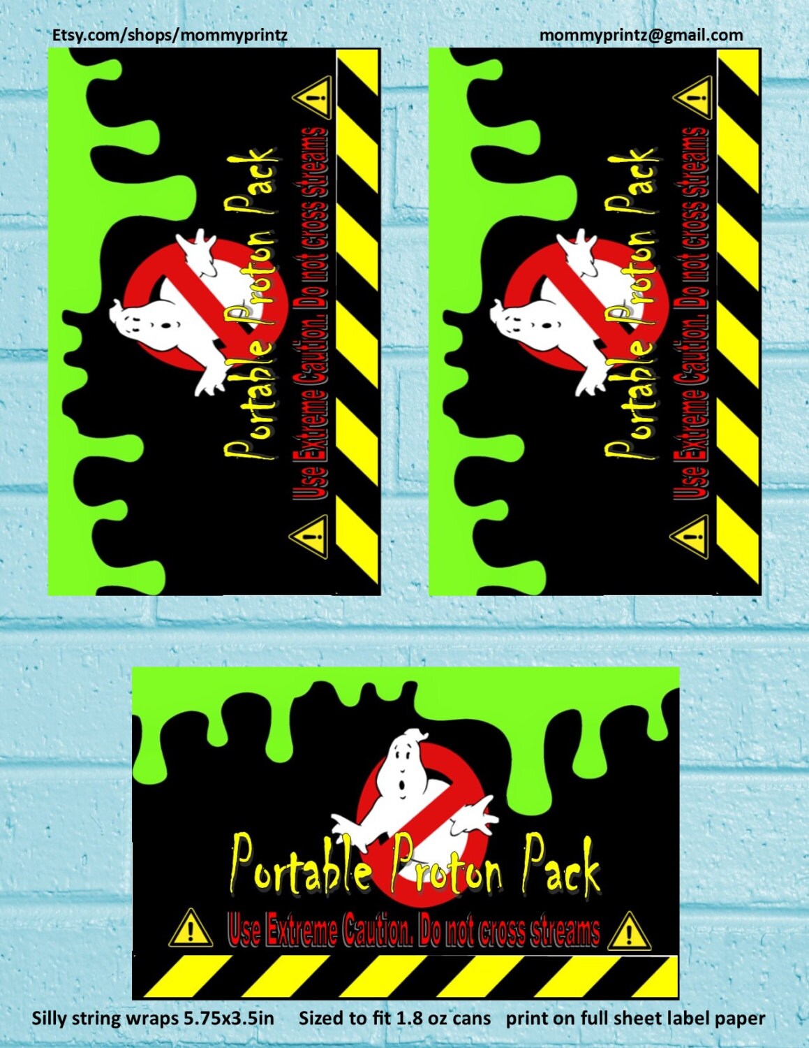 Ghostbusters silly string label can wraps Proton Pack