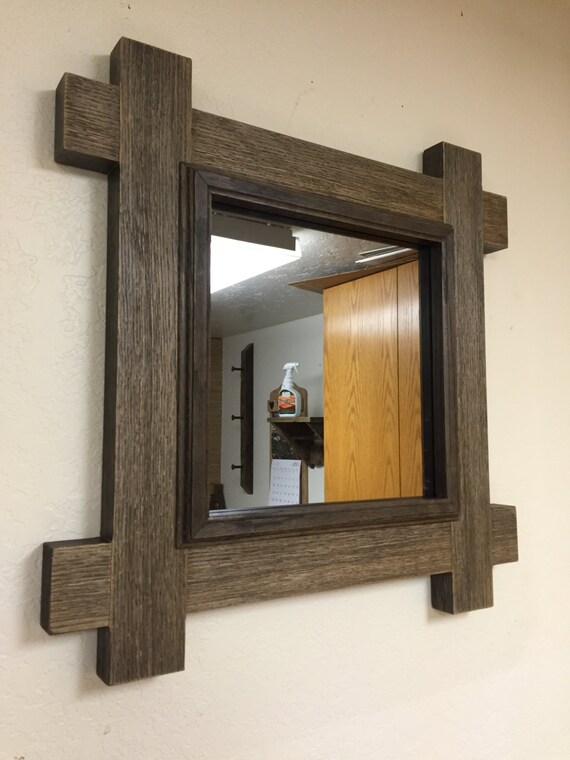 Reclaimed Oak wood mirror by StoryBarns on Etsy