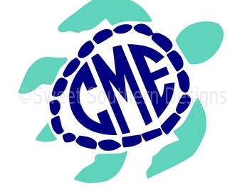Sea turtle monogram SVG instant download design for cricut or silhouette
