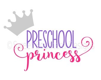 Preschool Princess school DXF SVG instant download design for cricut or silhouette