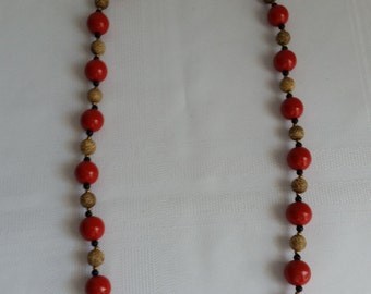 Red Vintage Chinese Cinnabar Necklace