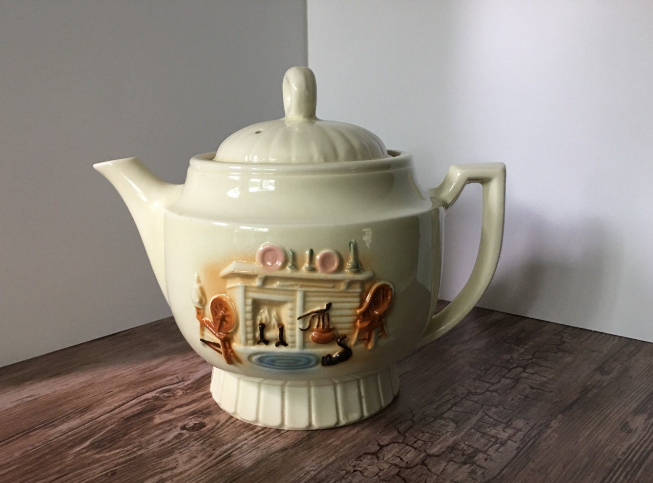 Vintage Hearth Side Teapot by Porcelier Vitreous Hand