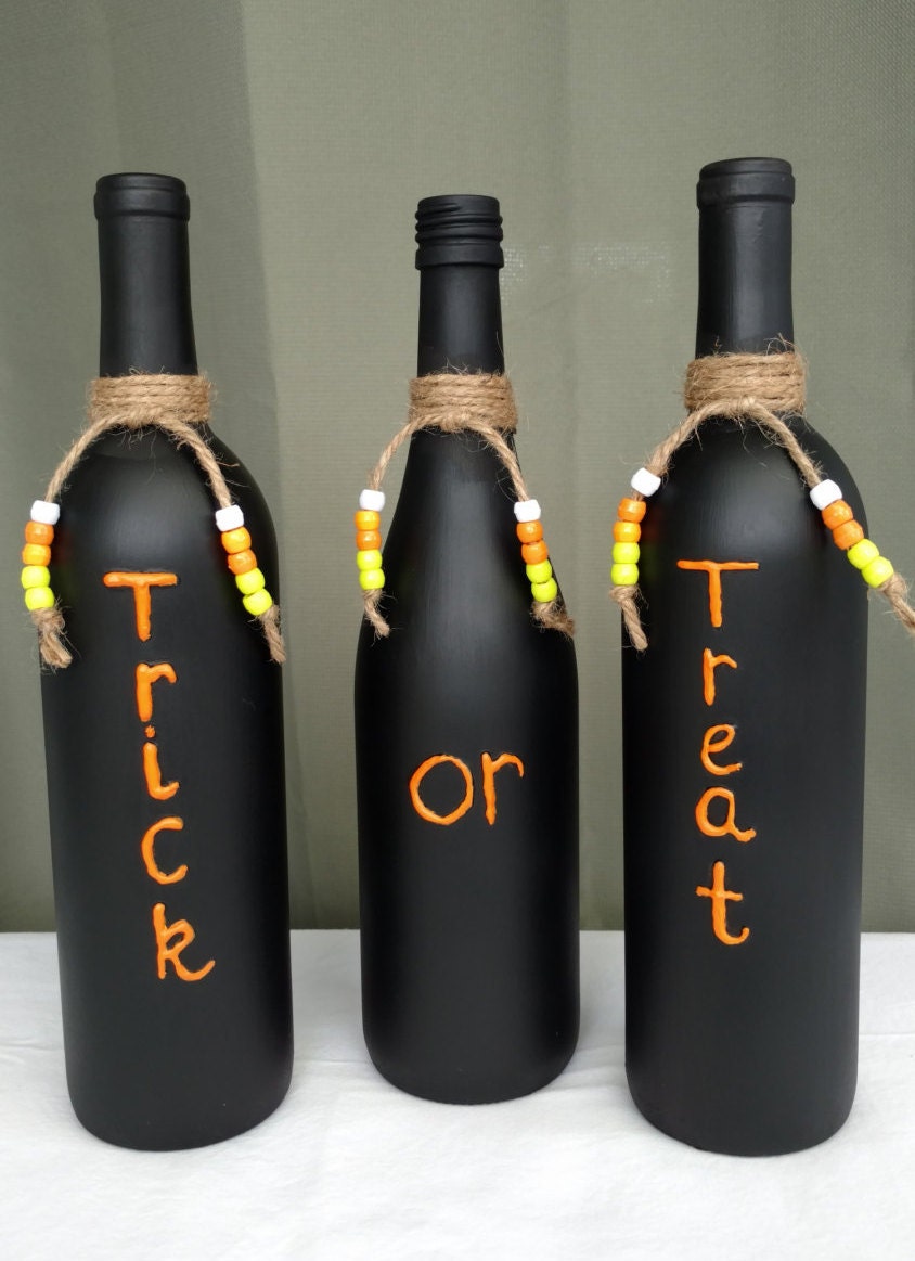 Halloween Wine Bottle Set A Set Of 3 Hand Painted Wine   Il Fullxfull.1038548899 N95y 