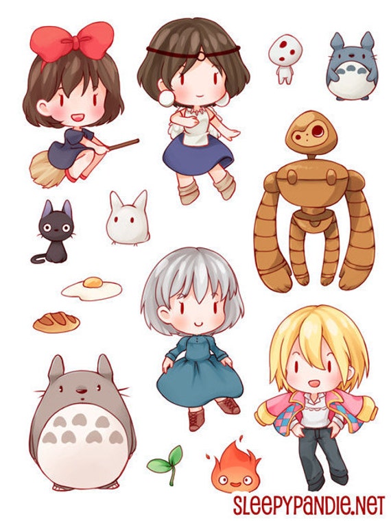 studio ghibli sticker sheet by sleepypandie on etsy