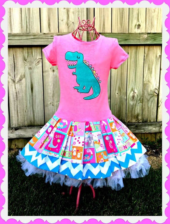 Girls Dinosaur dress TRex dress 2T 3T 4T by BlossomBlueBoutique