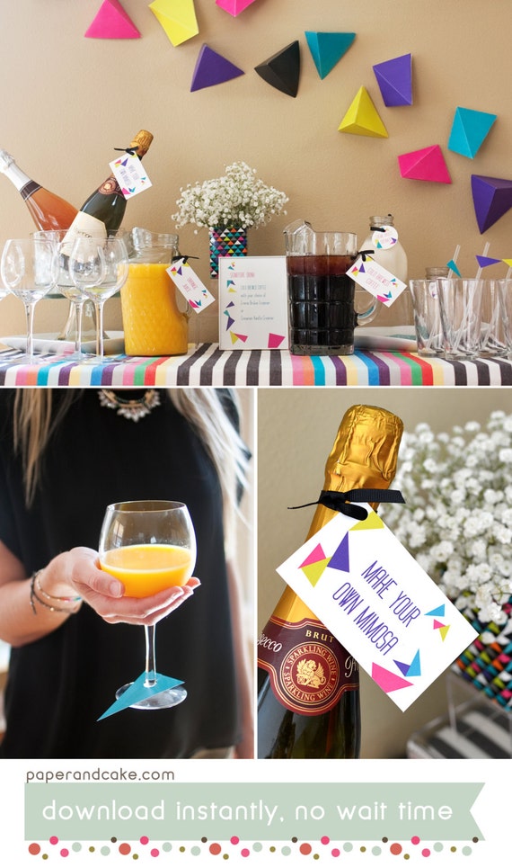 Geometric Triangular Brunch or Birthday PRINTABLE Party Collection - You Customize EDITABLE TEXT >> Instant Download | Paper and Cake Il_570xn