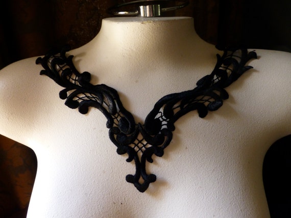 3 Black Lace Appliques for Garments, Costumes, Lace Necklaces BLA 114 by MaryNotMartha steampunk buy now online