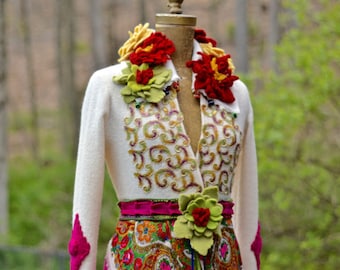 Custom sweater coat for VC. Fantasy Boho chic hippy hippie gypsy style fashion indie folk clothing