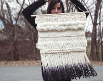 Woven Wall Hanging | Ivory and Gray Weaving