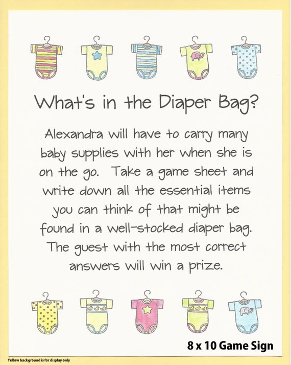 What's in the Diaper Bag Baby Shower Game Stock the