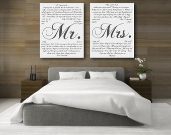 5th Anniversary Gift, Fifth Anniversary Gift, Mr And Mrs Sign, Personalized Canvases
