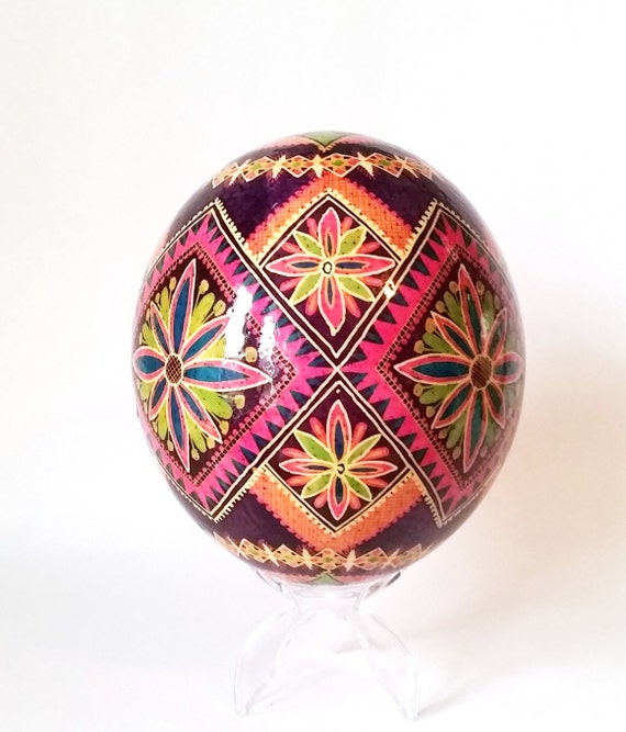 Ostrich egg Pysanka Easter egg Christmas by UkrainianEasterEggs