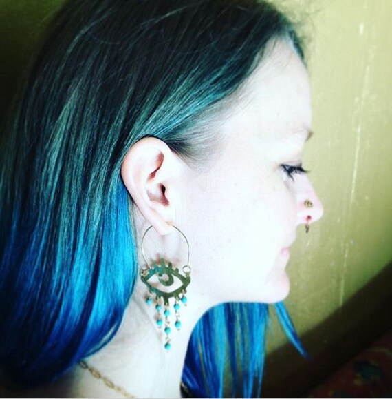 Beaded eye chandelier hoops eyeball jewelry Elke by AdrianaSoto