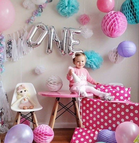 16" CUSTOM NAME Balloons Balloon Kit Birthday Party Kids 1st Wild One Letter Balloons Gold Silver Pink Bridal Shower Party Oh Baby Prop Il_570xn
