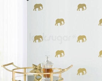 Gold Elephant Wall Decal with Wallpaper Effect - LSWP-AP0061NF