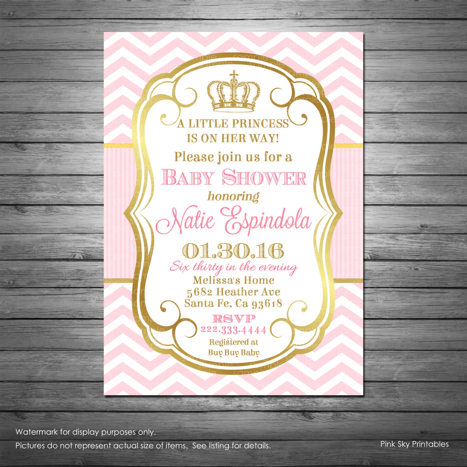 Princess Baby Shower Invitation Baby Shower Invitation for a