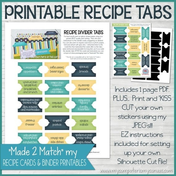 RECIPE Divider Tabs Category Sticker by