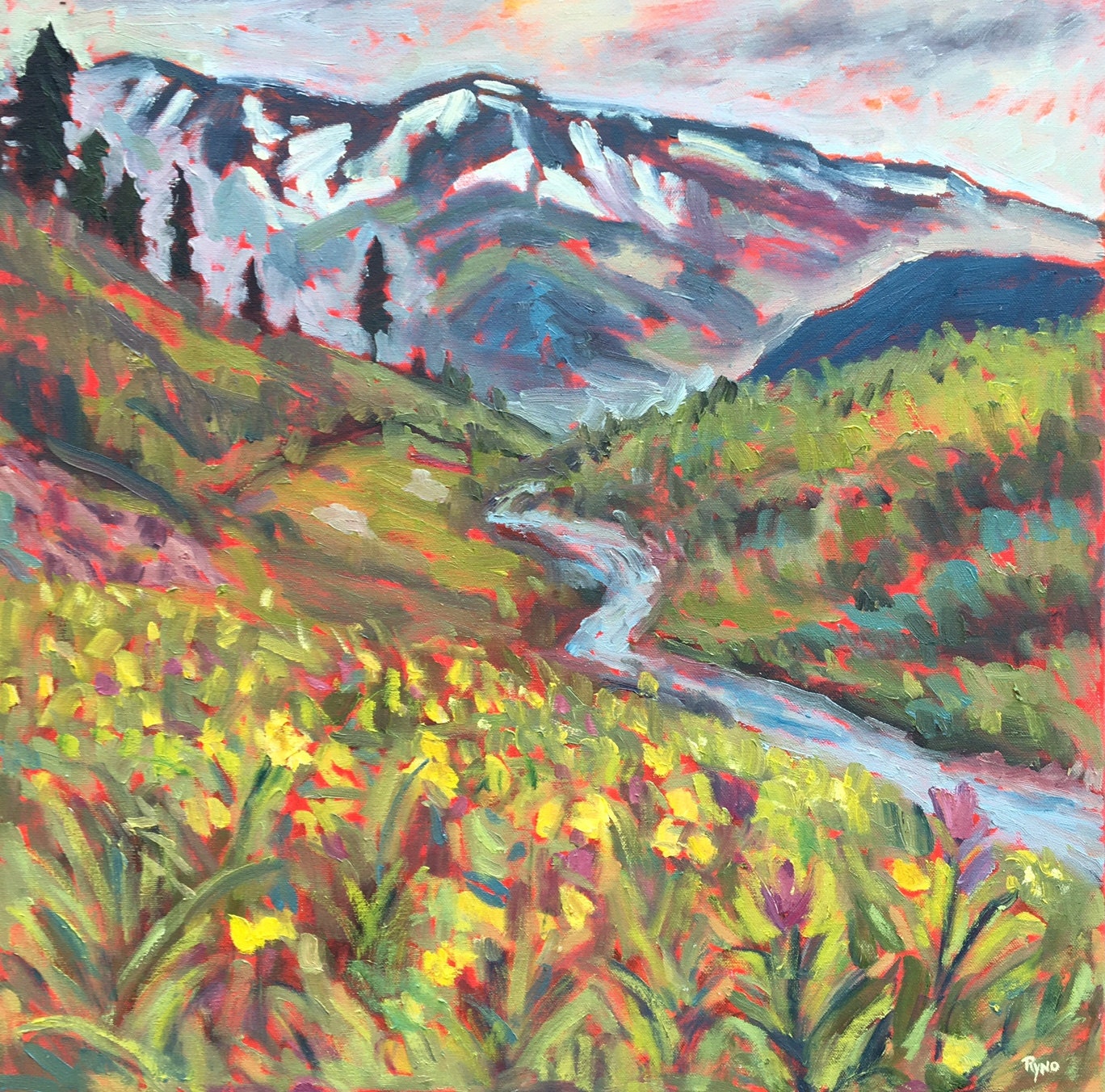 Mountain Stream Painting Original Oil by paintingsbyryno on Etsy