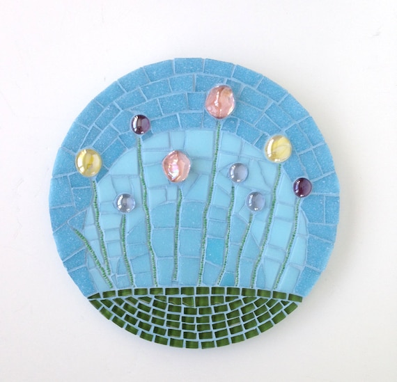 Flower Mosaic Wall Decor by MollycatMosaics on Etsy